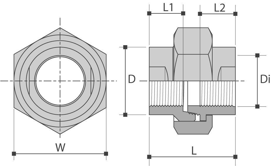 Raccord Union 3 pièces, à souder/femelle BSP, Inox 316 - LF-GM